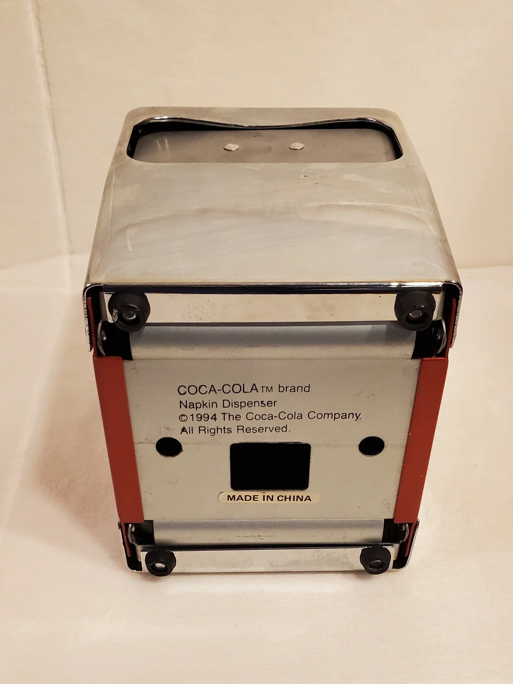 Vintage Coca Cola Red and Cream 'Have a Coke' Metal Napkin Dispenser 5.25x4.5